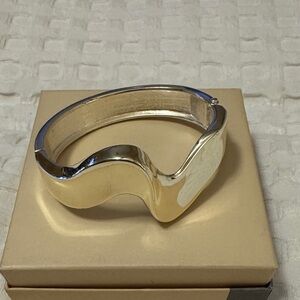 Silver Wave Bangle Bracelet